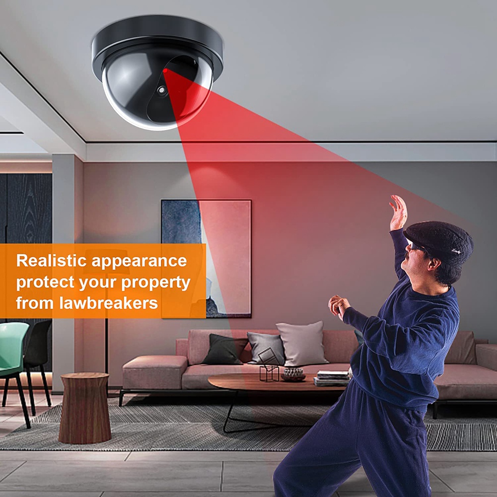 Home Security Lights - Dummy Security Camera,Fake Camera With Red