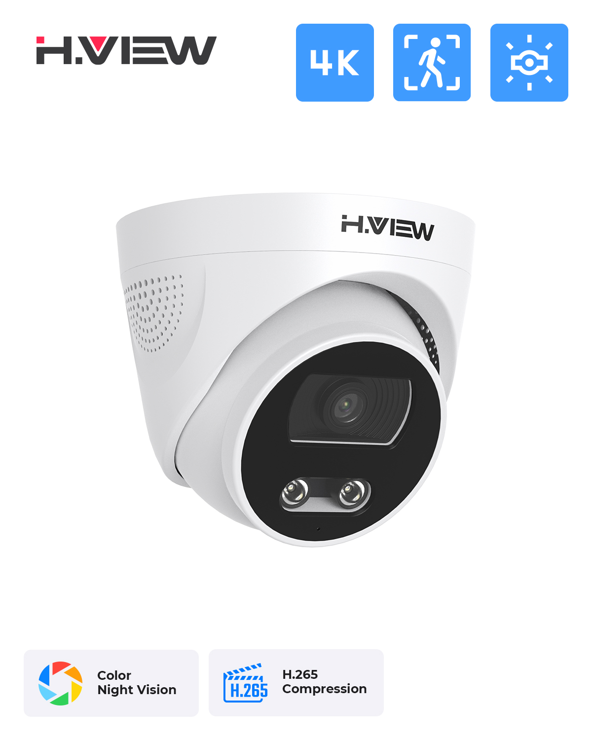 H.View 8Mp Poe Ip Camera Ai Fa - Home Security Ai ulasan dan harga