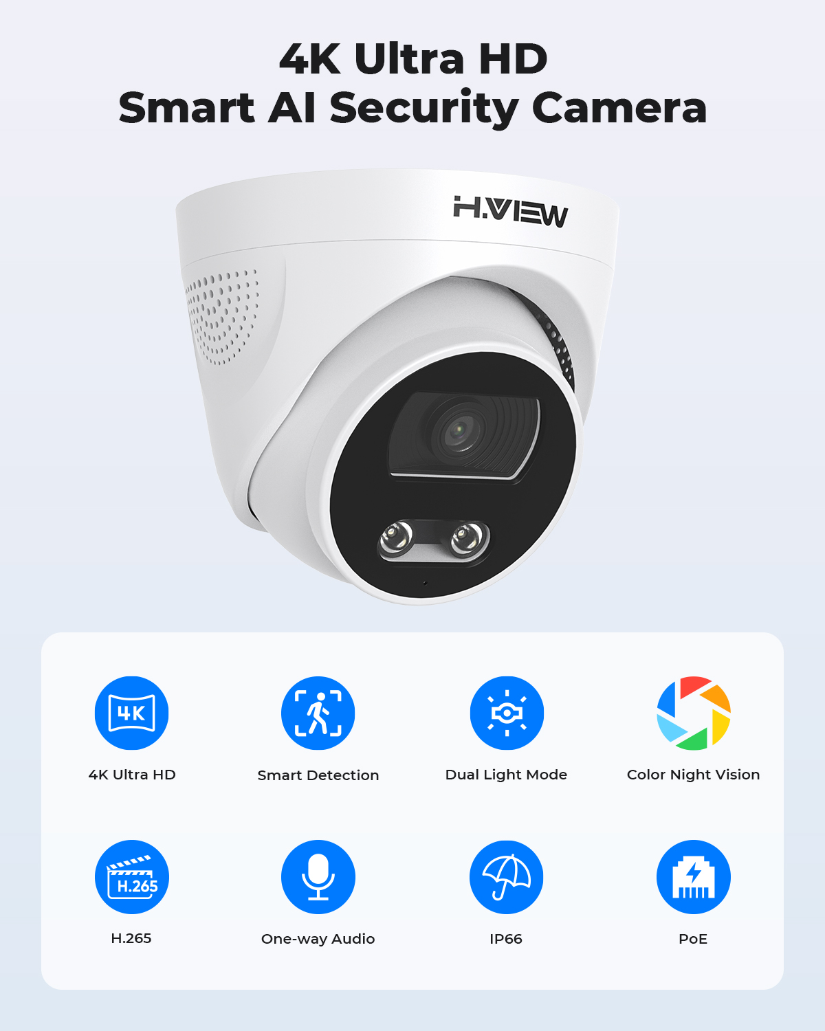 H.View 8Mp Poe Ip Camera Ai Fa - Home Security Ai ulasan dan harga