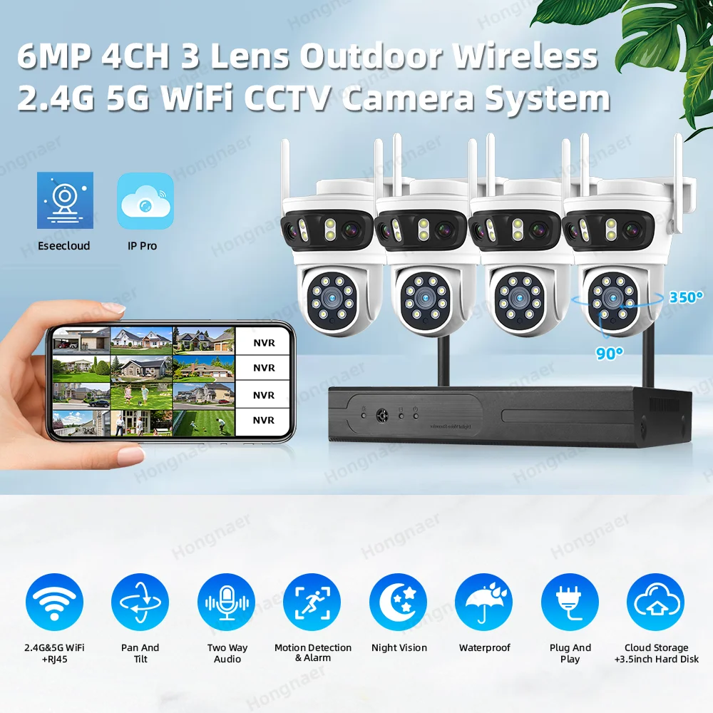 2026 Hongnaer 6MP 4CH 3 Lens 2 - Home Security Usa ulasan dan harga