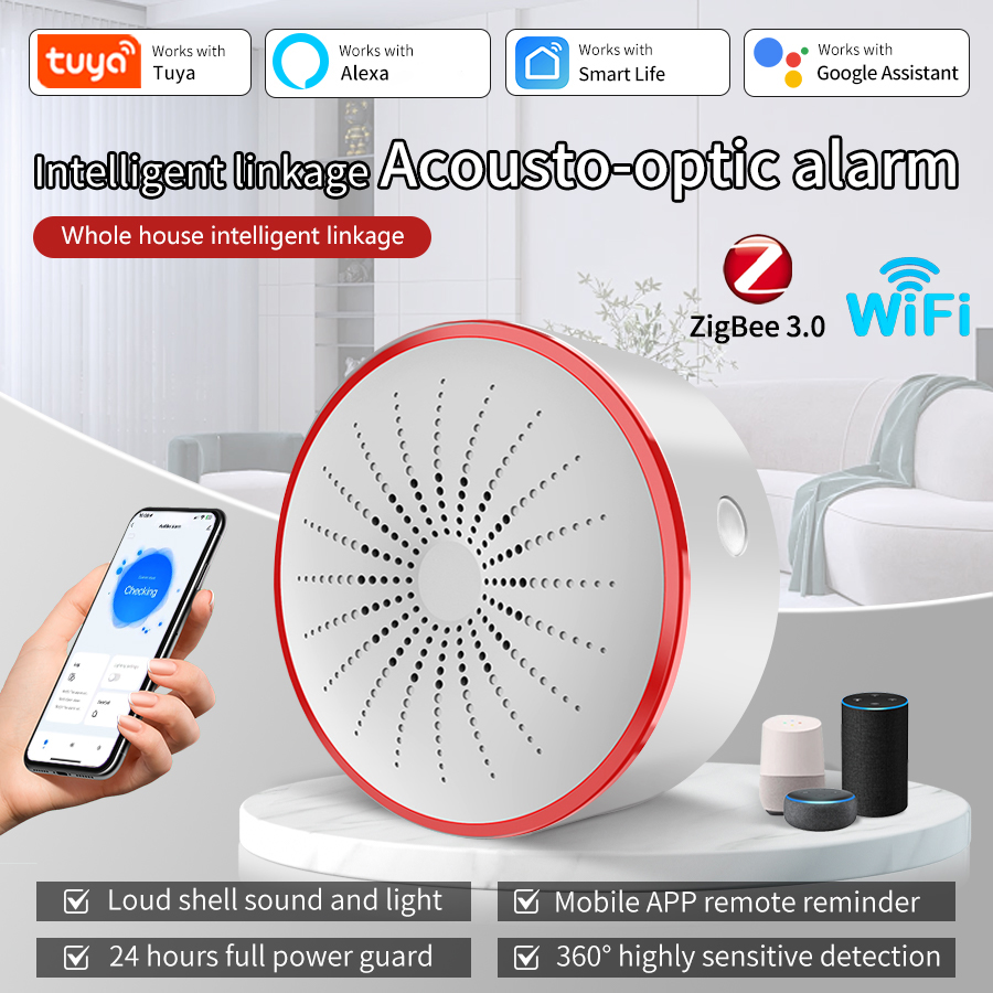 Tuya WiFi ZigBee Smart Alarm S - Home Security Lights ulasan dan harga