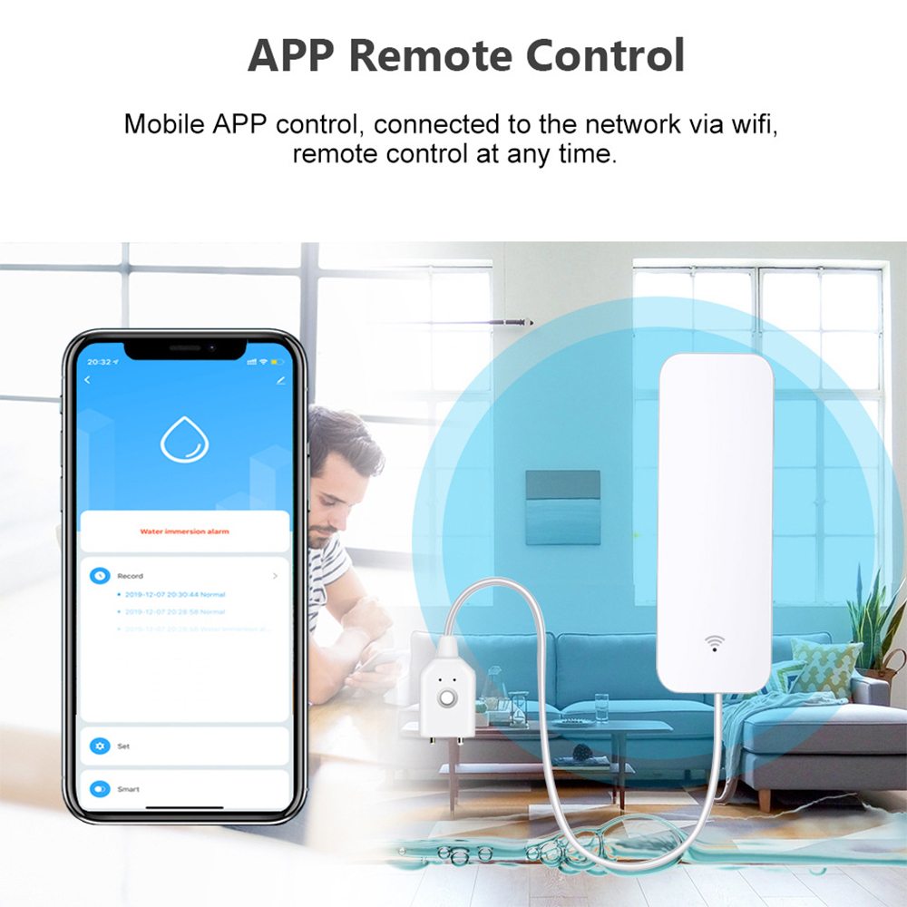 Tuya WiFi Water Leak Sensor, W - Home Security Device ulasan dan harga