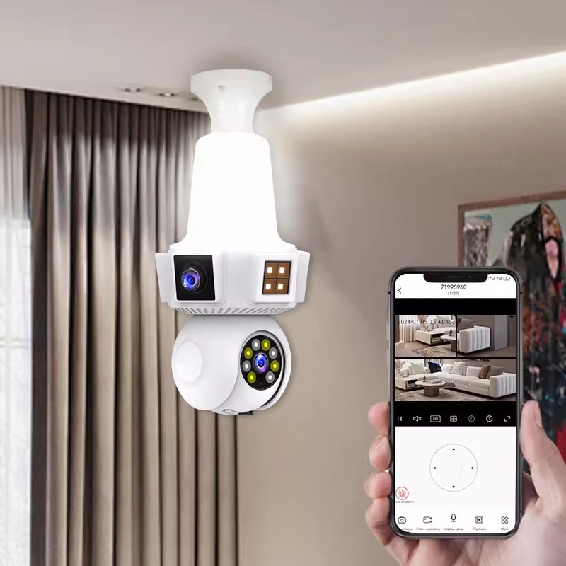 6MP V380pro APP Dual Lens Full - Home Security Flood Lights ulasan dan harga