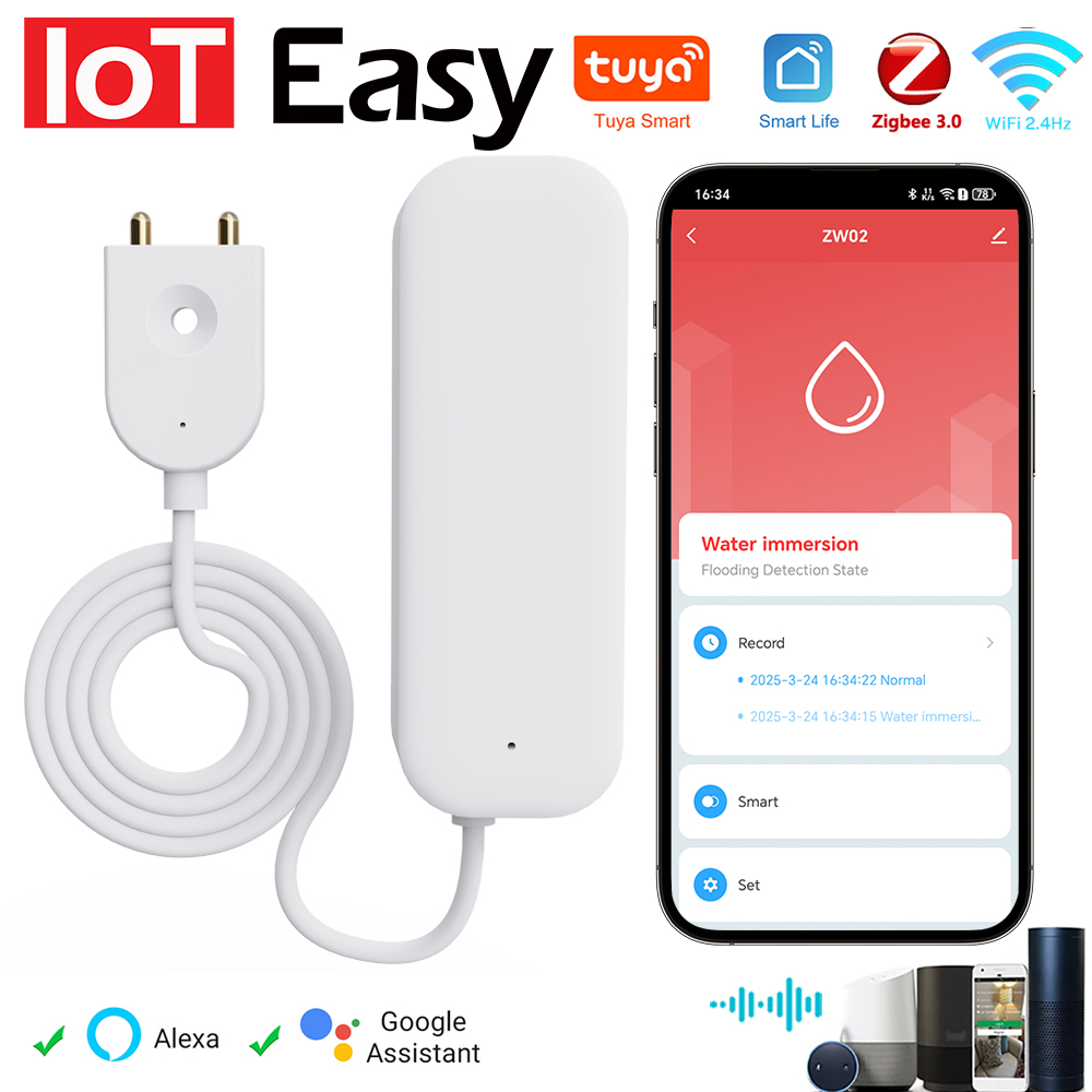 Tuya WiFi ZigBee Water Sensor  - Home Security Device ulasan dan harga